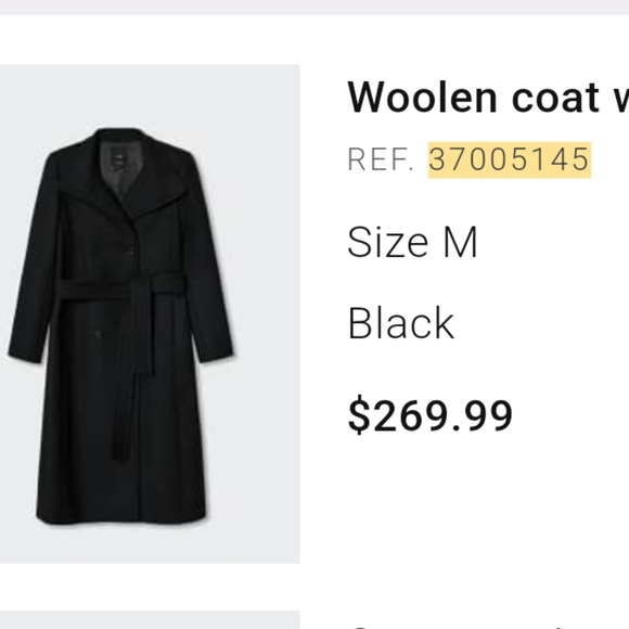 Mango Italian Wool Coat with Belt Size M - Picture 4 of 5